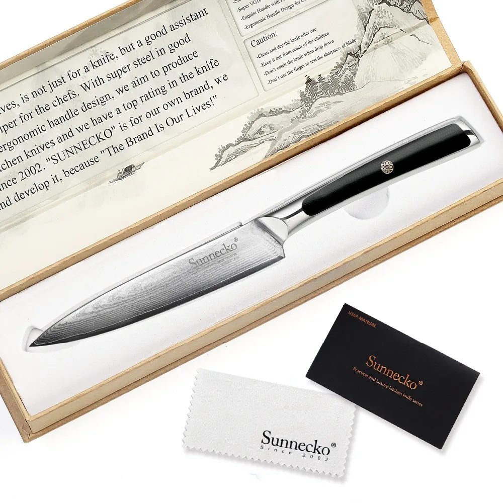 SUNNECKO " дамасский стальной универсальный нож японский VG10 Core Blade кухонные ножи G10 Ручка шеф-повара Овощной резак для мяса