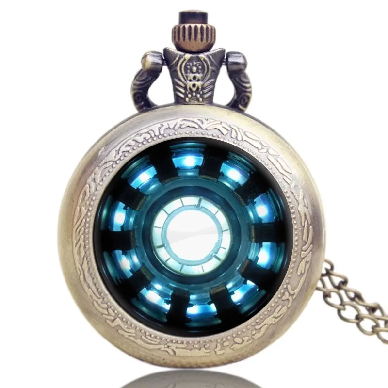 Vintage Steampunk Pocket Watch Fashion Iron Man Movies Extension Tony Stark Arc Reactor Jarvis Design Men | Наручные часы