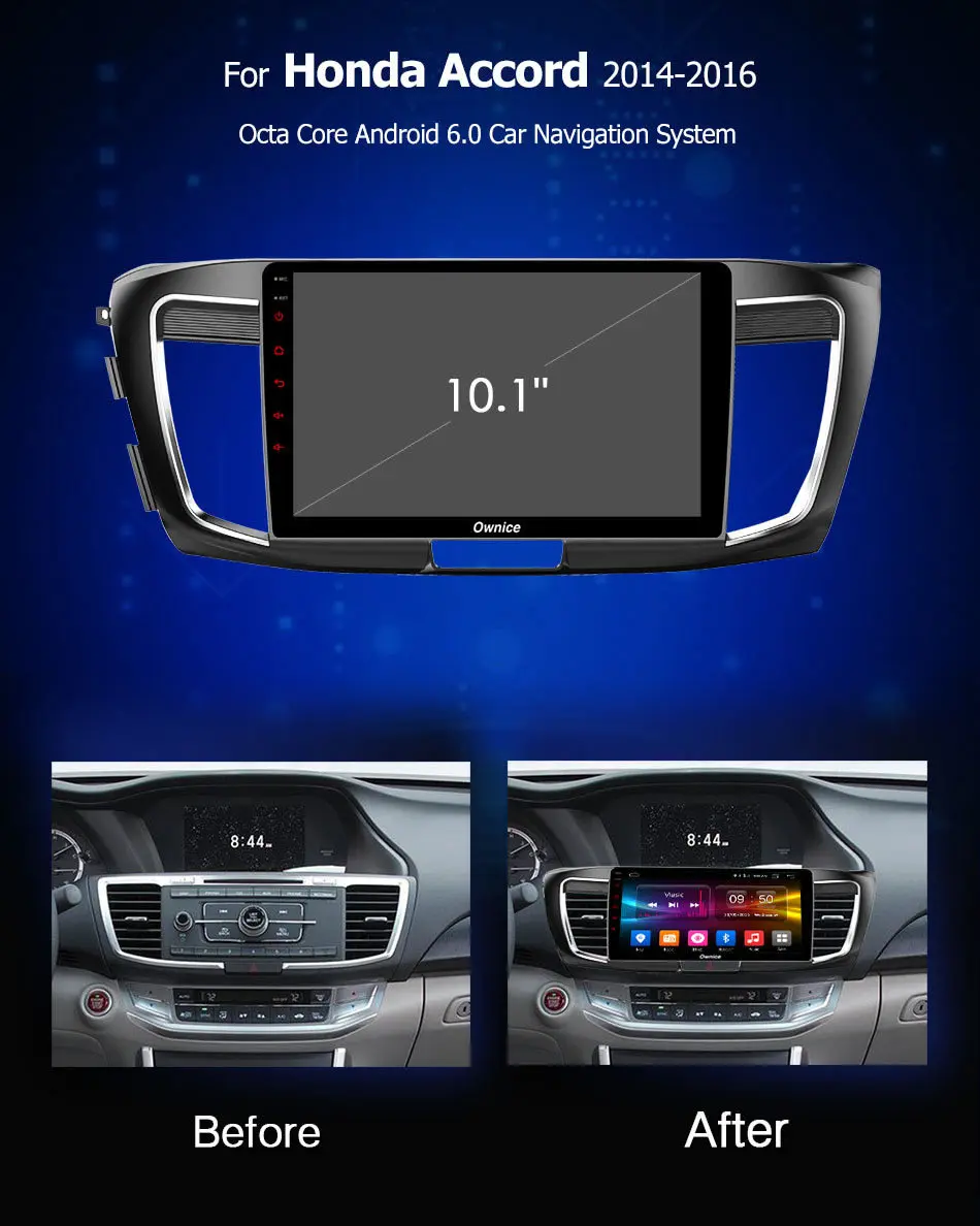 Ownice C500 + 10.1 "Android 6.0 для Honda Accord 2014 2015 2016 автомобилей Радио GPS плеер 2 ГБ Оперативная