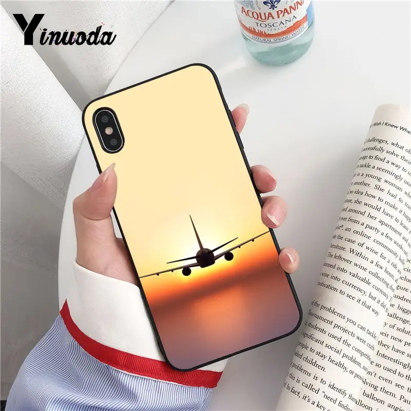 Yinuoda самолет взлет полета черный мягкий корпус телефона чехол для iPhone X XS MAX 6 6S 7 7plus 8 8Plus 5 5S XR Fundas Capa - Цвет: A15