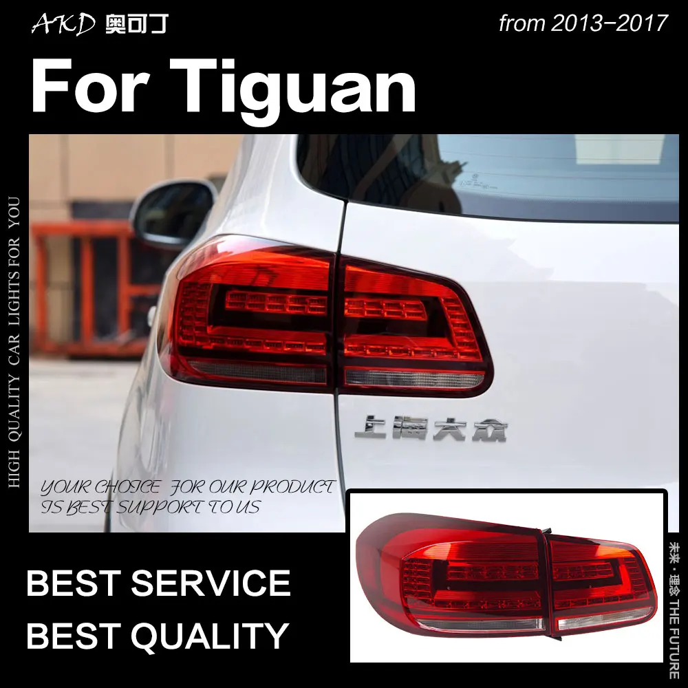 AKD автомобильный Стайлинг для VW Tiguan задние фонари 2013- Tiguan светодиодный задний фонарь светодиодный DRL Dynami сигнал тормоза заднего хода авто аксессуары