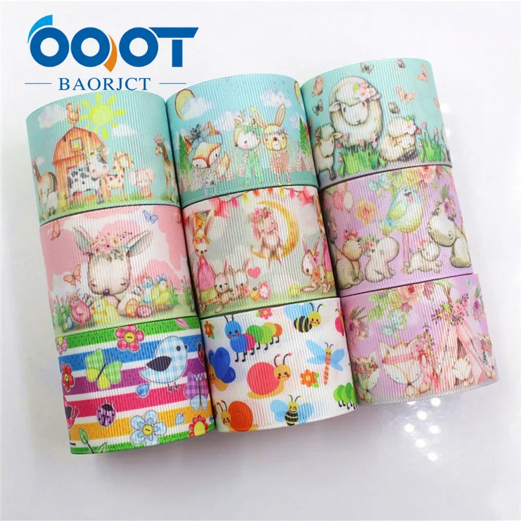 OOOT BAORJCT I-19221-411, 38 мм, 10 ярдов мультфильм термотрансферные печатные корсажные ленты, лук кепки DIY аксессуары украшения - Цвет: 9 each one yards
