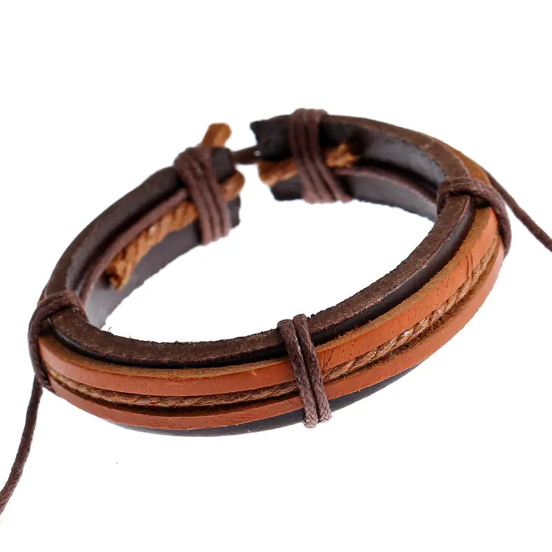 1 шт. черный/коричневый кожаный плетеный браслет для серферов обертка