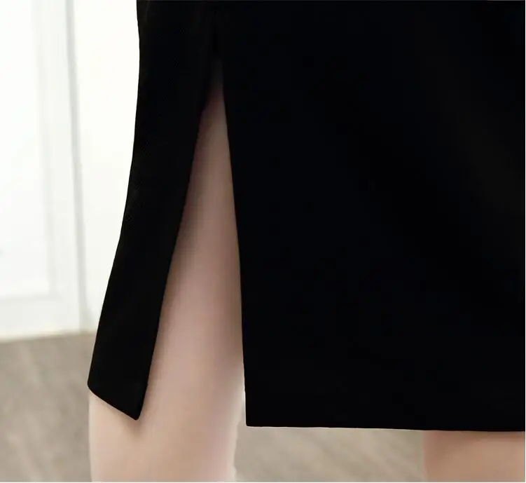 

2020 new spring and autumn fashion office lady solid black brand female women girls high waist mid-calf skirts clothes