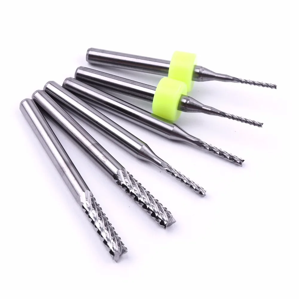 New Arrival 6Pcs/Set PCB Milling Cutter 1/8&quot Shank For Gong Machine Corn CNC Router Bit 1mm 1.5mm 3.175mm | Инструменты