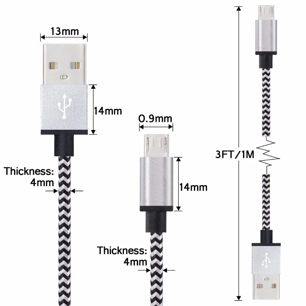 Универсальный плетеный провод Micro USB кабель для синхронизации нейлоновых
