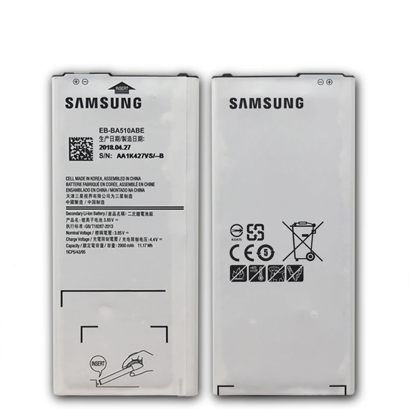 100% Оригинальные Батарея EB BA510ABE для Samsung Galaxy A5 2016 Edition A510F A5100 аутентичная батарея 2900