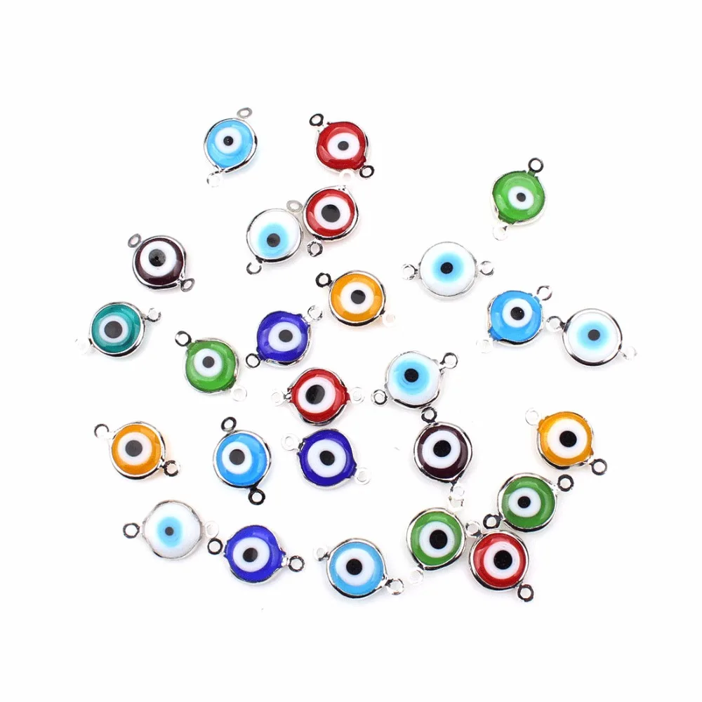 10 шт./лот винтажная Подвеска из сплава с плоским основанием цветная акриловая