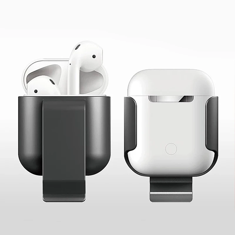 gray Силиконовый чехол с зажимом на талию для Apple Airpods i10 TWS Bluetooth наушники противоударный защитный чехол - Цвет: gray