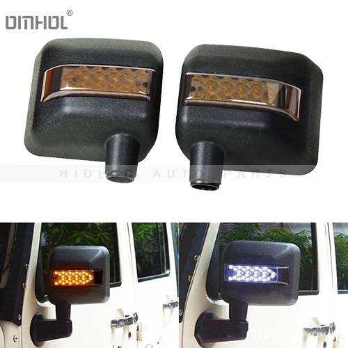 Free Shipping 1 Set Rear View Mirror Cover With LED DRLs For Jeep Wrangler