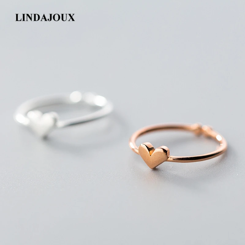 LINDAJOUX 925 пробы серебряное милое польское сердце шарм Открытое кольцо для мужчин и