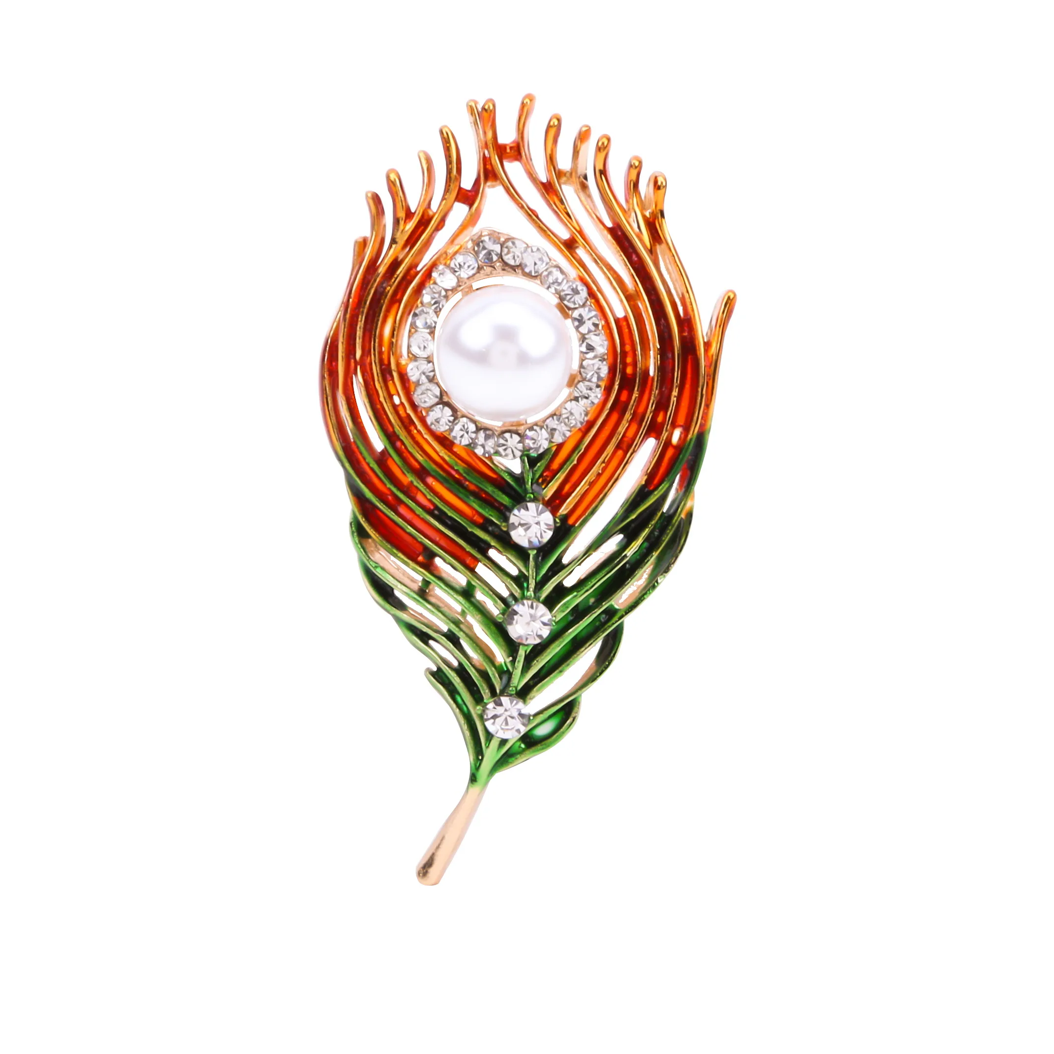 Модная эмаль брошь перо для мужчин ювелирные изделия кристалл жемчуг Ангел глаз