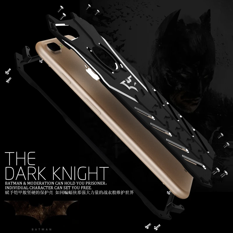 R-Just Batman for Apple iPhone 7 8 Plus Aluminum Metal Cover Preminum Rugged Armor Shockproof Heavy Duty Phone Cases | Мобильные