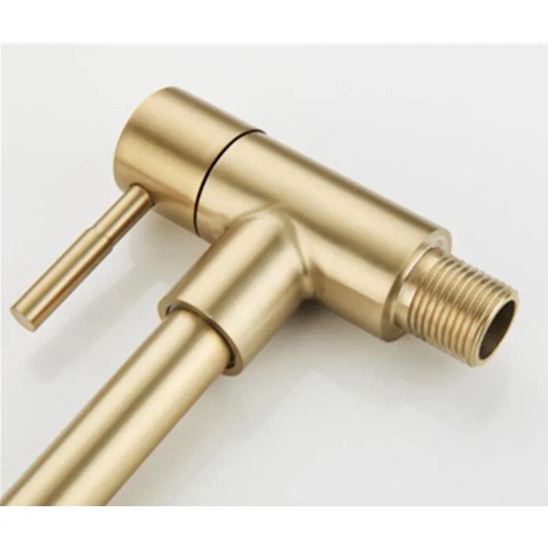 Hongdec Brushed Gold Single cold water Faucet handle Kitchen Bathroom Sink Tap | Обустройство дома