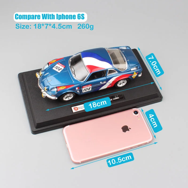 1:24 Масштаб BBurago Мини Классический RENAULT Alpine A110 1600S ралли спортивный Monte Carlo WRC литая модель игрушечная машинка для мальчиков коллекция