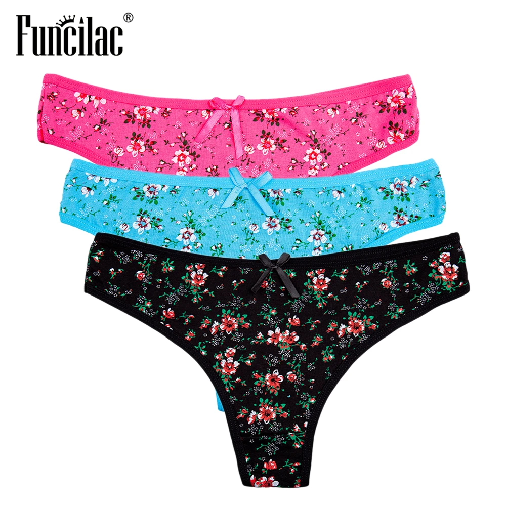 FUNCILAC женские стринги с цветочным принтом, Леопардовый принт, принт губ, хлопковые трусы, kawaii, розовые сексуальные трусики, Modis, нижнее белье, Porno, 3 шт