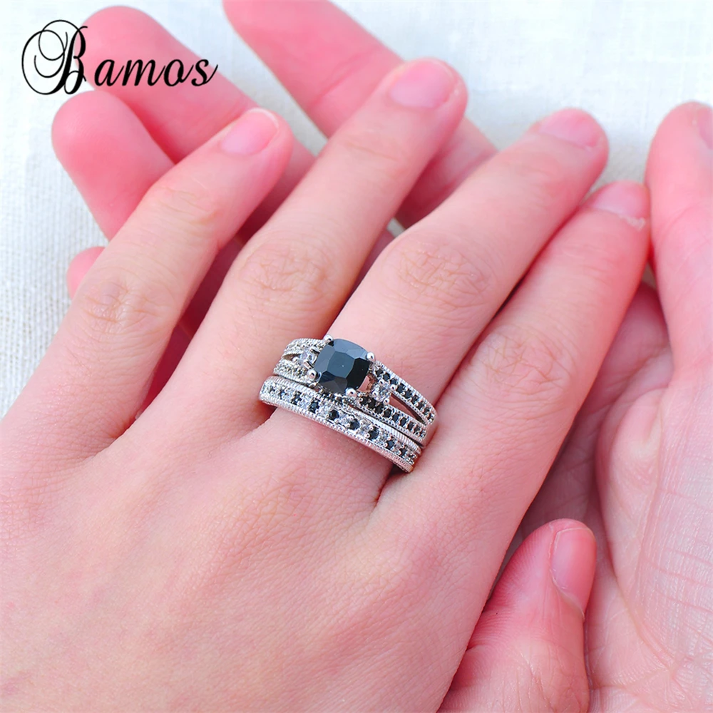 Кольцо обручальное серебряное для мужчин и женщин 2018|fashion ring set|ring setblack set |