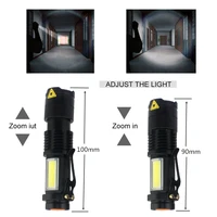 led flashlight portable q5cob torch mini adjustable zoom focus flash light waterproof penlight lighting lantern camping lamp