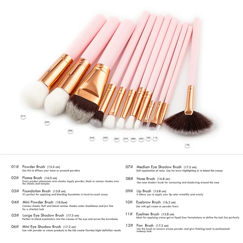 

12 Pcs Makeup Brush Set Brushes Foundation Cosmetics Soft Brushes Makeup Tools Kits High Quality
