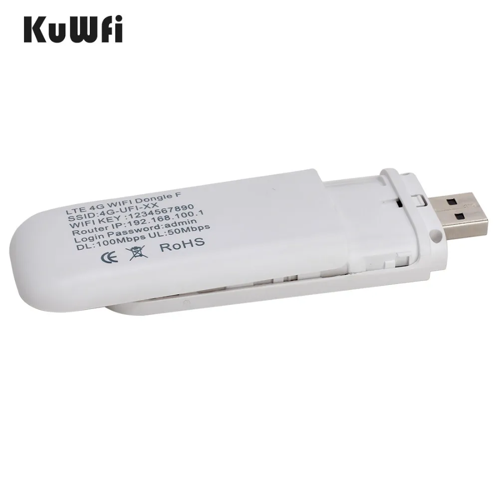 KuWFi автомобильный разблокированный wi fi роутер 4G Wifi LTE 150 Мбит/с USB модем 3g ключ с