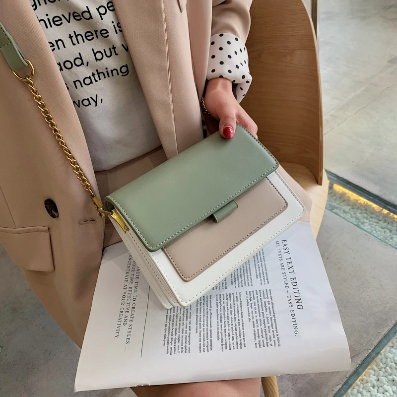 Женские кожаные мини сумки через плечо зеленая сумка мессенджер с цепочкой