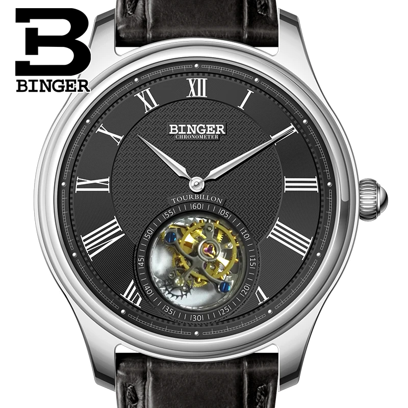 

Роскошные швейцарские часы BINGER, мужские часы Seagull, автоматические часы Movemt, мужские часы с турбийоном, сапфировым стеклом, кожаным ремешком
