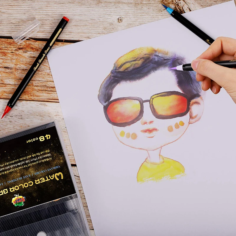 48 акварельные кисти ручки школьные принадлежности канцелярские художественный