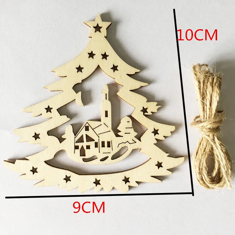 New Style 10PCS Creative Wooden Christmas Tree Ornaments Holiday Party Home Decorations Laser Cut Pendants |