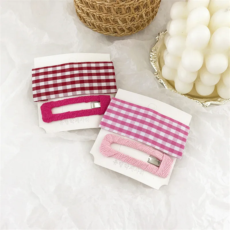 2 шт женские Девушки красочные решетки наборы шпилек для волос корейские