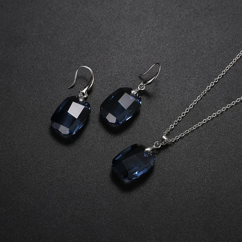 Перегородка Новые голубые кристаллы Swarovski набор украшений графическое ожерелье
