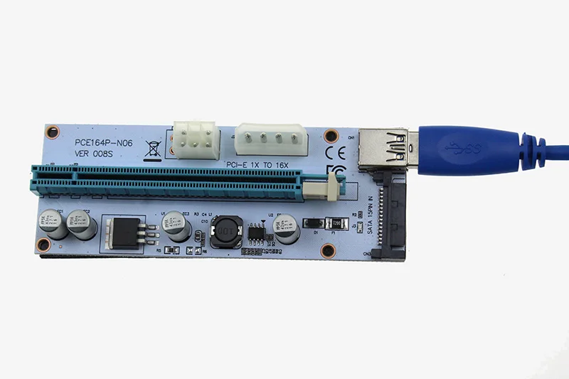 10 шт. Лидер продаж VER008S 3 в 1 Molex 4Pin SATA 6PIN PCIE PCI Express Riser Card 1x к 16x USB 0 кабель для майнинга
