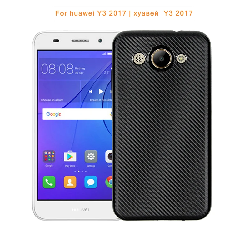 углеродные волокна узор силиконовый чехол на huawei Y3 2017 чехлы мягкий селиконовые