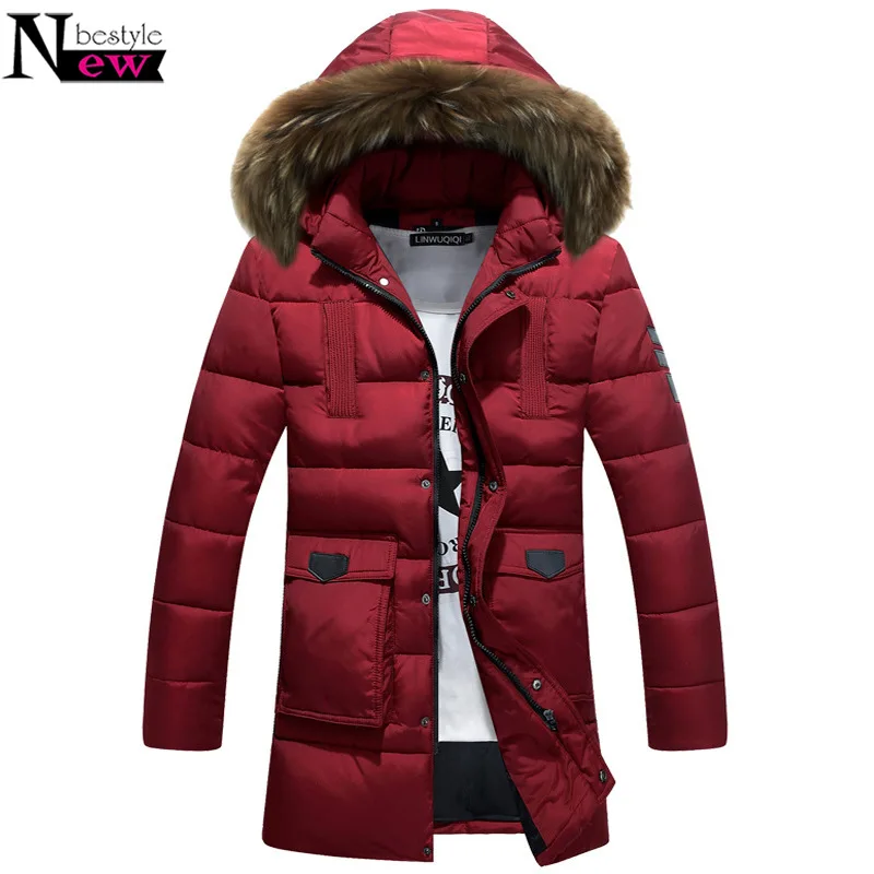 Зимняя мужская длинная парка Newbestyle с меховым воротником модная куртка капюшоном