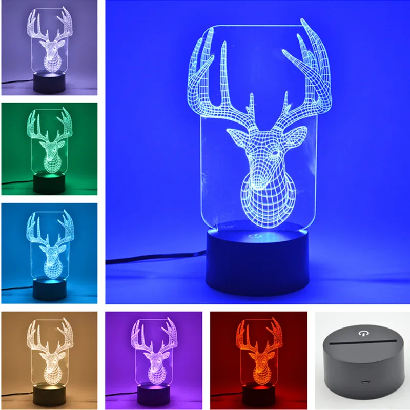 Акриловая 3D иллюзия светодиодная сенсорная настольная лампа Рождественский