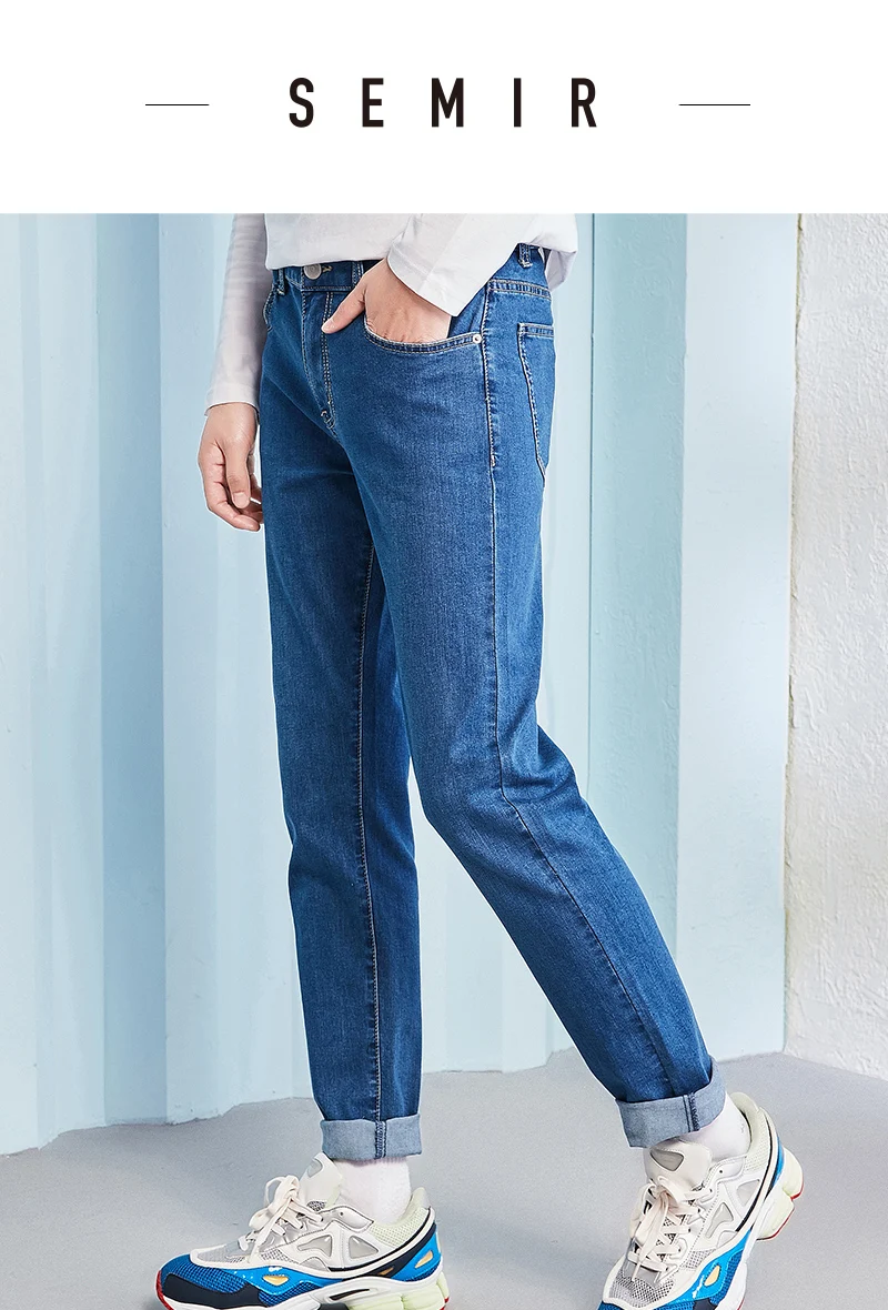 SEMIR джинсы мужские прямые брюки мужские классические джинсы мужские джинсы дизайнерские брюки повседневные шикарные модные брюки эластичные синие