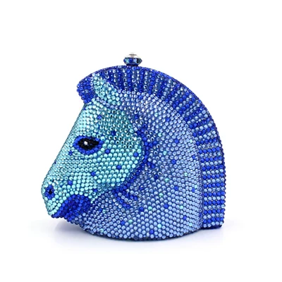 Модная женская синяя вечерняя сумочка женские клатчи со стразами клатч