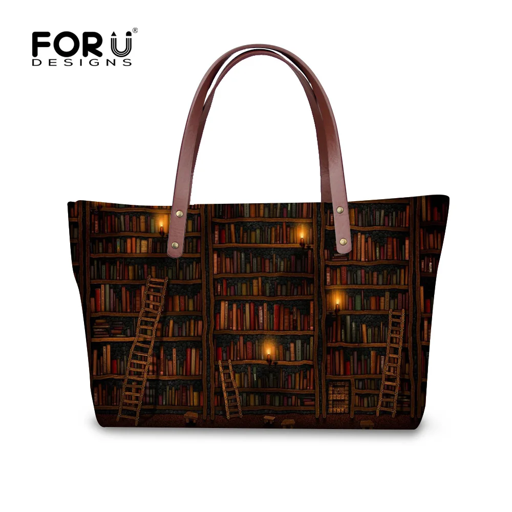 FORUDESIGNS/Винтаж книжные полки в библиотеке печати Для женщин Сумки Сумка тоут сумка