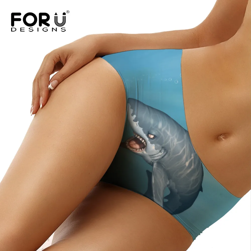 FORUDESIGNS/3D трусы с принтом акулы новые бесшовные трусики для женщин нижнее белье