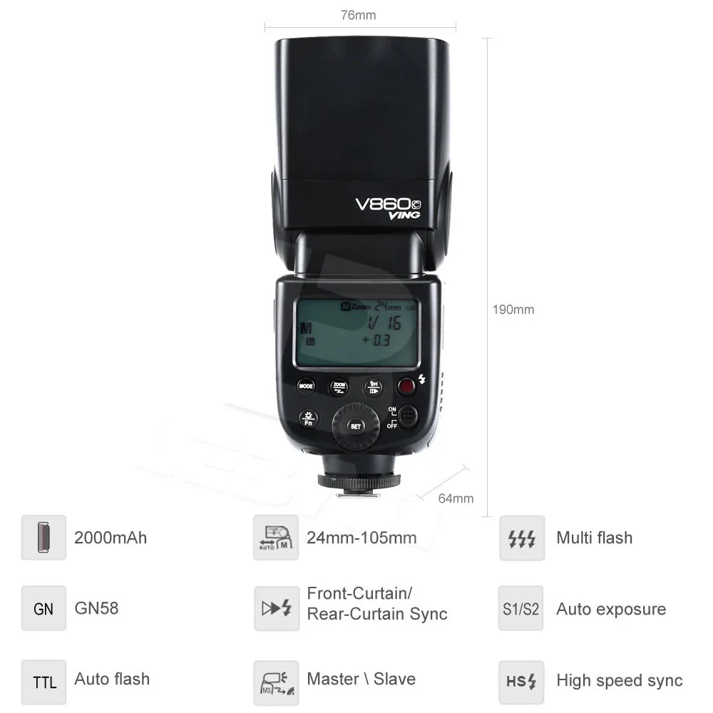 Высокоскоросветильник вспышка Godox Ving V860C TTL Li Ion для камеры DSLR Canon TTL|flash light for