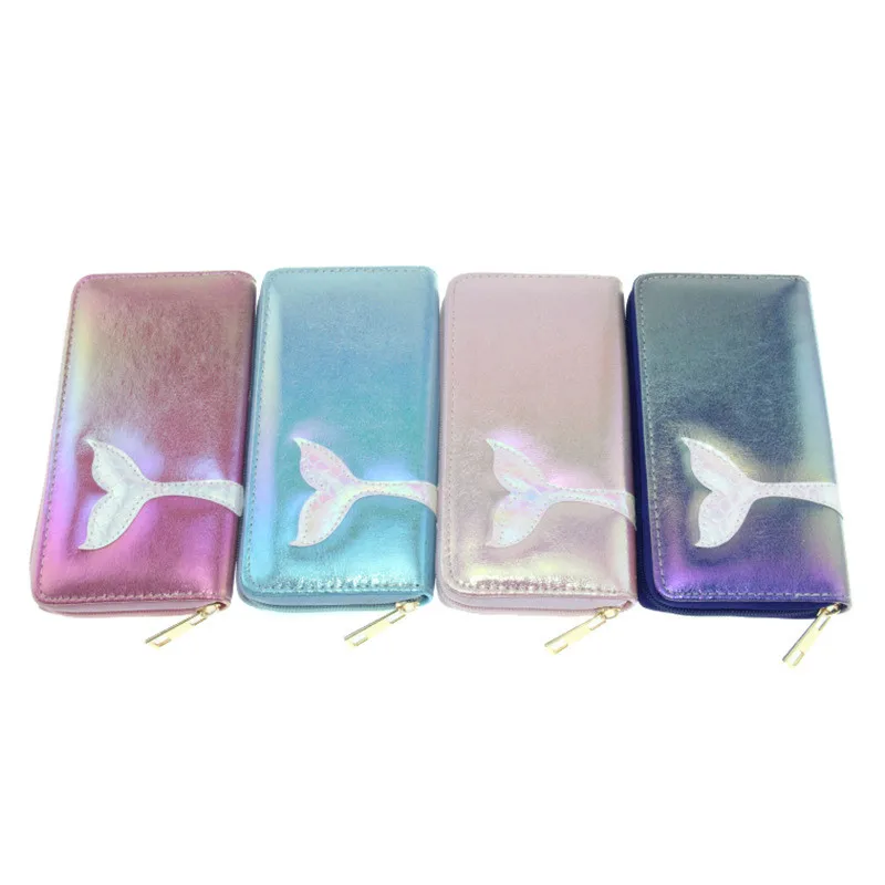 Длинные бумажники из искусственной кожи с лазерной голографией и хвостом