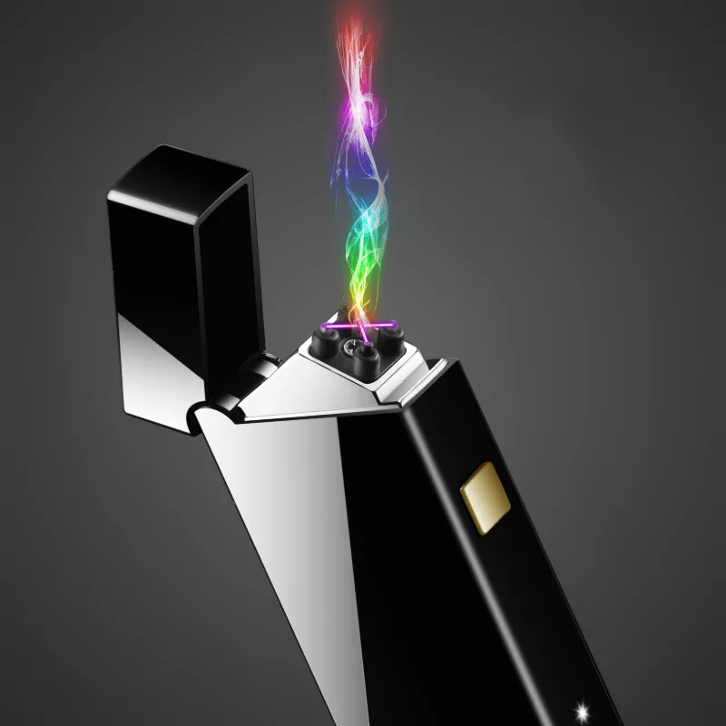Мини двойная дуговая зажигалка с дисплеем батареи USB перезаряжаемая сигарета для
