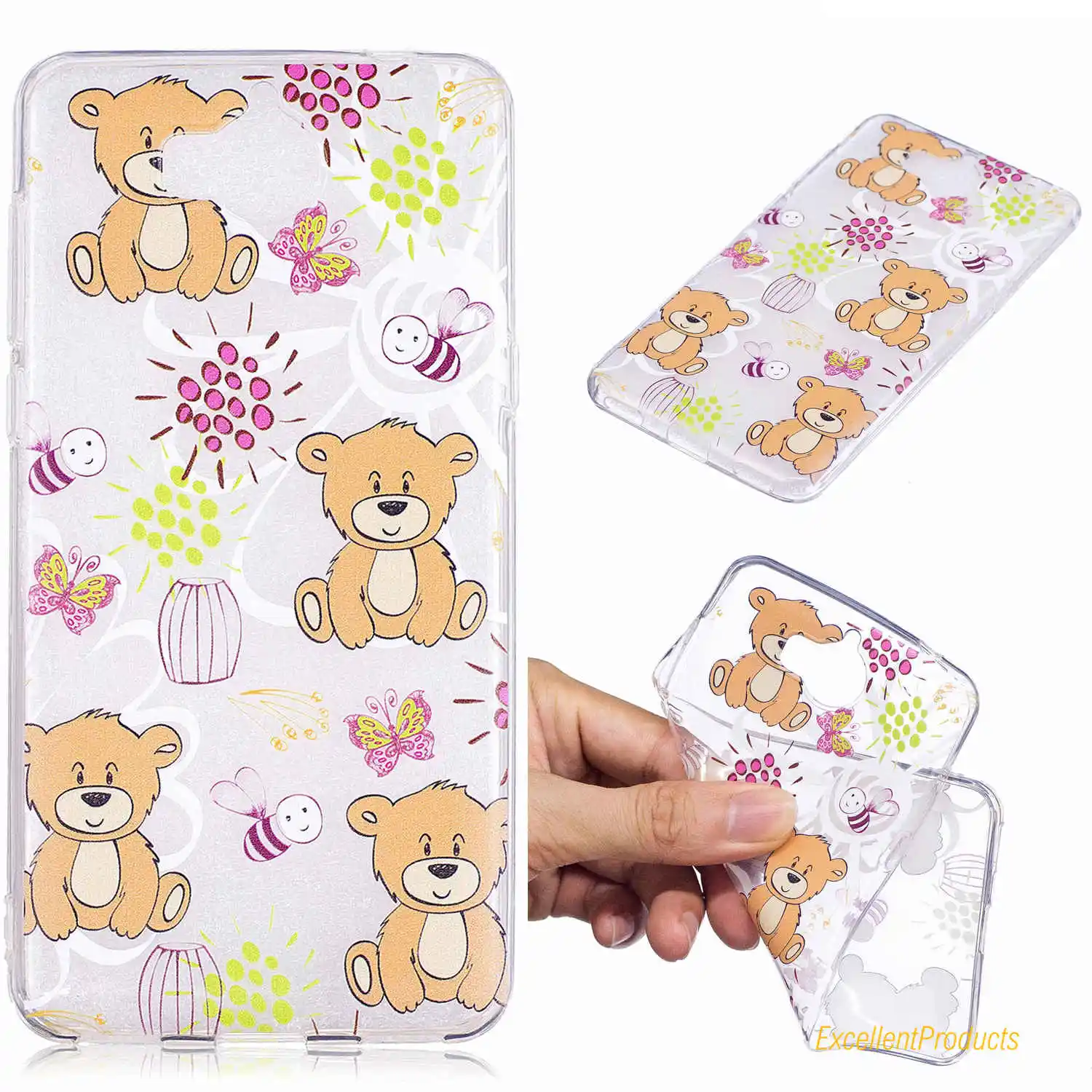 Силиконовый чехол с рисунком дерева, листьев, кошки, бабочки, цветов, девочки, панды, медведя, лошади и карикатурного узора для Huawei Y5 2017.