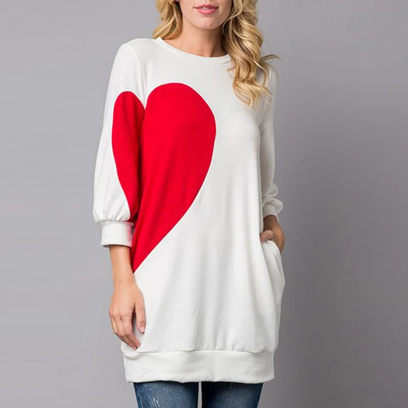 2019 Новый Для женщин футболка мода семь точка рукавами и круглым вырезом любовь