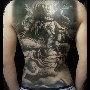 Большая поддельная переводная Временная тату-наклейка, 3D черная боди-арт на всю спинку, на груди, на Хэллоуин, большой размер 18,9*13,4 дюйма