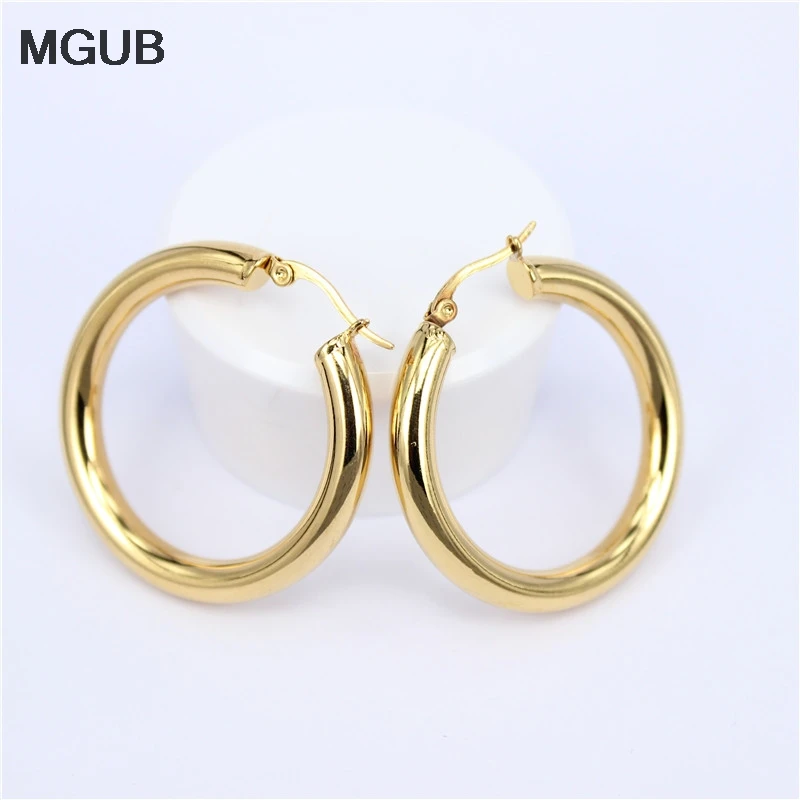 

MGUB Gold color circle creole earrings, Stainless Steel Big Round wives Hoop Earrings gifts for women LHEH78