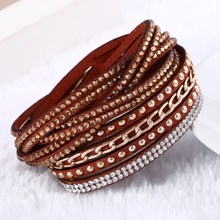 New Fashion leather bracelet Punk Style Multilayer Bracelets &amp Bangles Rivet Bracelet For Women pulseras Best Gifts 2016 Hot | Украшения