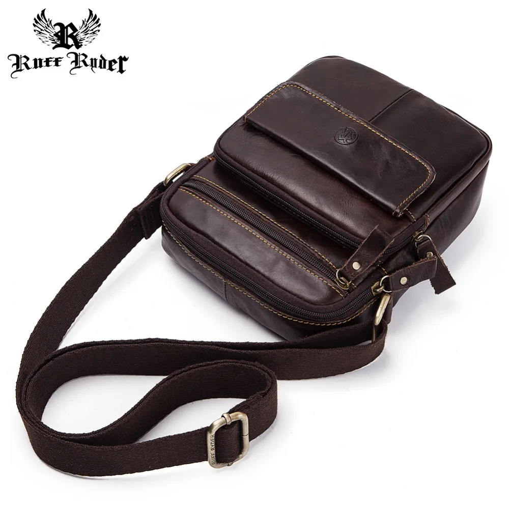 RUFF RYDER мужская 100% натуральная яловая кожа сумка на плечо Мужская винтажная