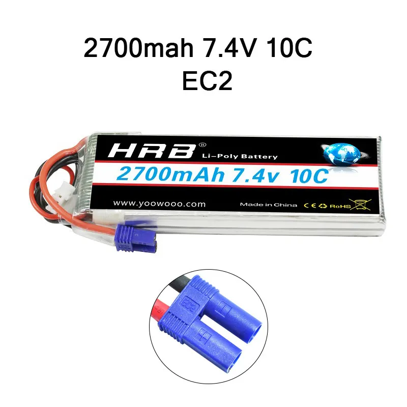Hrb RC Lipo 1 S 2 S 3 S 4S 5S 3,7 V 7,4 V 11,1 V 14,8 V 18,5 V Батарея 1500 mah 2200 mah 3300 mah 4200 mah 5000 mah 5200 mah 6000 mah 10000 mah - Цвет: 2S 2700mah 10C EC2