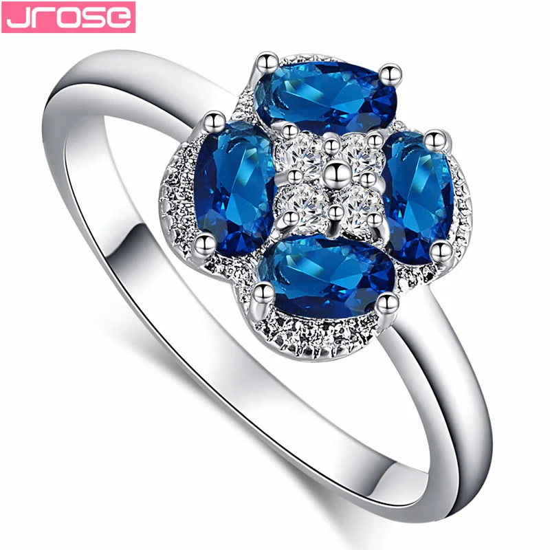 JROSE цветок синие и белые фиолетовые розовые фианиты белое позолоченное модное