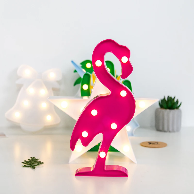3D LED украшения для ночной вечеринки Фламинго/ананас/кокосовое дерево/единорог